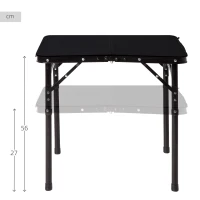 Mesa Plegable Camping Maletín Ajustable 27-56 Cm Antideslizante, 45x7x30 Cm, Negra(m-3)