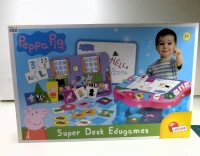 Mesa Infantil Peppa Pig con Pizarra, 10 Juegos Educativos y Almacenamiento, 59x13x39 Cm, Rosa y Azul(m-12)