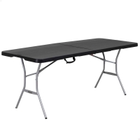 Mesa Plegable Rectangular Lifetime, Tablero HDPE y Estructura de Acero, 183x76x73 Cm, Negra