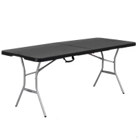 Mesa Plegable Rectangular Lifetime, Tablero HDPE y Estructura de Acero, 183x76x73 Cm, Negra(m-1)