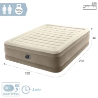 Colchón Hinchable 2 Plazas Ultra Plush Fiber-Tech, 152x203x46 Cm, Gris(m-4)