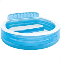 Piscina Hinchable Intex con Sillón y Porta Bebidas, 229x218x79 Cm, Blanco y Azul(m-1)