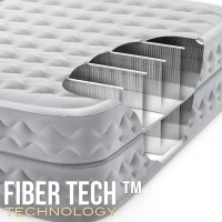 Colchón Hinchable Doble Supreme Air-Flow Fiber-Tech, 152x203x51 Cm, Gris(m-7)
