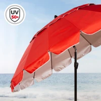Sombrilla Playa Antiviento 16 Varillas 206x145x236 Cm, Rojo(m-3)