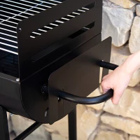 Barbacoa de Carbón Portátil Doble Parrilla Regulable, 97x42x96 Cm, Negro(m-6)