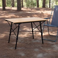 Mesa Plegable Glamping Altura Ajustable, 90x57x45-70 Cm, Tierra(m-2)
