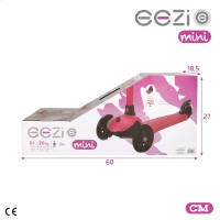 Patinete 3 Ruedas Infantil Aluminio Manillar Desmontable, 26x61x62,5 Cm, Fucsia(m-8)
