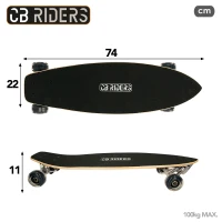 Monopatín Infantil 4 Ruedas de Madera CB Riders, 74x22 Cm, Negro(m-4)
