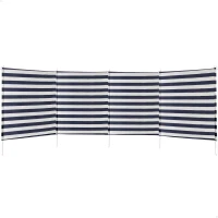 Paravientos 4 Paneles Aktive con Postes de Aluminio, 320x125x1 Cm, Azul y Blanco(m-1)