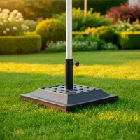 Base para Sombrilla Cuadrada Poliresina 12 Kg Apta para Mástil 38/48 Mm 44x44x33 Cm, Negro(m-3)