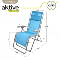 Tumbona Plegable Gravedad Cero con Cojín Acolchado, 160x52x76 Cm, Azul(m-4)
