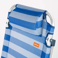 Silla de Playa 2 en 1 Plegable Reclinable con Cojín, 48x60x90 Cm, Azul y Blanco(m-5)