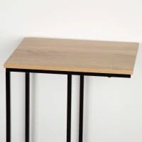 Mesa Auxiliar en Forma de C Estilo Industrial con Estructura de Acero y Tablero, 40x30x66 Cm, Negro(m-3)