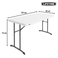 Mesa Plegable Lifetime Patas Abatibles, 152x76x74 Cm, Blanco(m-4)