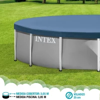 Cobertor Piscina Desmontable Intex para Metal y Prism Frame 305x305x25 Cm, Azul Marino(m-4)