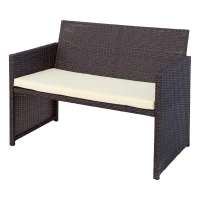 Conjunto Muebles para Jardín Ratán Sintético 3 Piezas Sillón 59x59x76 Cm, Marrón Oscuro(m-8)