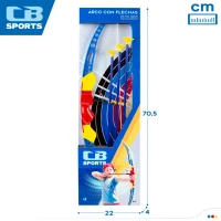 Set Tiro con Arco CB Toys, Arco 70 Cm y 3 Flechas con Ventosa, 22x4x70,5 Cm, Azul, Amarillo y Rojo(m-6)