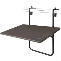 Mesa Plegable Colgante para Balcón, Multiposición, 60x40x60-66,5 Cm, Antracita(m-1)