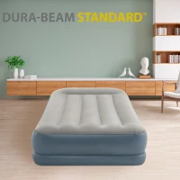 Colchón Hinchable Individual Intex Dura-Beam Estándar, Almohada Integrada, 99x191x30 Cm, Gris(m-2)