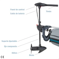 Motor Fueraborda Eléctrico INTEX 12 V 420 W, 8 Marchas, 46,5x23,5x120,5 Cm, Negro(m-3)
