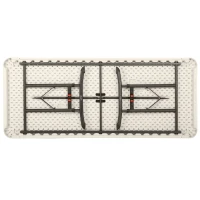 Mesa Ajustable con Patas Plegables, 183x76x61-91 Cm, Crema(m-2)