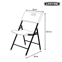 Pack 4 Sillas Plegables Lifetime Ligeras y Resistentes, 50x58x82,5 Cm, Blanco(m-8)
