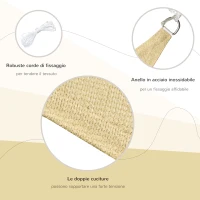 Outsunny Tendone Parasole Triangolare, Tenda a Vela Protezione dal Sole Giardino, Balcone, Terrezza, Anti UV, 4x4x4 m, Beige(m-5)