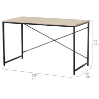Escritorio Industrial Madera y Acero con Refuerzos en X, 120x60x71 Cm, Negro(m-4)