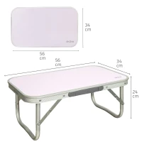 Mesa Plegable Baja de Aluminio y MDF Aktive, 56x34x24 Cm, Malva(m-4)