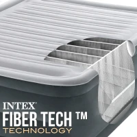 Colchón Hinchable Doble Elevado con Hinchador Eléctrico, 152x203x56 Cm, Gris(m-7)