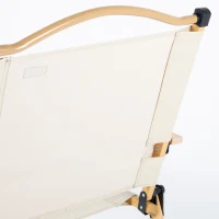 Silla Plegable Alta Glamping con Estructura de Aluminio Efecto Madera, 47x51x77 Cm, Crema(m-5)