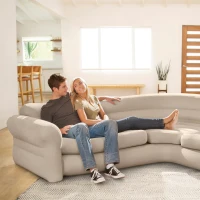 Sofá Rinconera Hinchable Capacidad 4 Personas, 257x203x76 Cm, Crema(m-2)