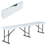 Banco Plegable Ultrarresistente 454 Kg con Protección UV, 183x29x42 Cm, Blanco(m-1)