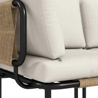 Outsunny Set Giardino 5 Pezzi, Rattan Componibile L con Cuscini, 192x126x60 cm, Colore Cachi(m-13)