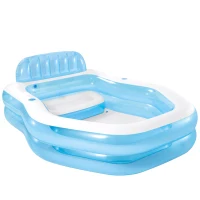 Piscina Hinchable Infantil con Sillón y Toldo, 229x191x135 Cm, Azul(m-3)