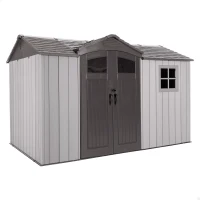 Caseta de Jardín Lifetime con Suelo, Doble Puerta 132x190 Cm, 7,6 M², Gris(m-1)