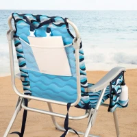 Silla de Playa Baja Plegable Multiposición XL Aluminio, 48x78x95 Cm, Azul(m-5)