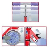 Patinete Infantil 2 Ruedas Plegable Aluminio Manillar Regulable 62x32x80 Cm, Rojo(m-3)