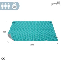 Colchoneta Hinchable Acolchada para 3 Personas, 290x226 Cm, Turquesa(m-4)