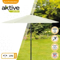 Sombrilla de Jardín Hexagonal con Doble Polea, Ø270 Cm, Crema(m-2)