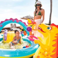 Centro de Juegos Hinchable Dinoland con Tobogán y Piscina, 302x229x112 Cm, Multicolor(m-2)