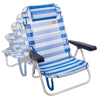 Silla Plegable Multiposición con Cojín y Estructura de Aluminio, 48x46x84 Cm, Azul(m-3)