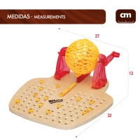Bingo de Madera CB Games con 90 Bolas y 24 Cartones, 27x32x13 Cm, Madera(m-6)
