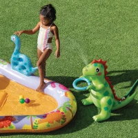 Centro de Juegos Acuático Hinchable Dino Park con Tobogán y Rociador, 201x157x69 Cm, Multicolor(m-2)