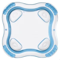 Piscina Hinchable Familiar 4 Asientos con Respaldo y 2 Posavasos, 229x229x66 Cm, Azul(m-7)