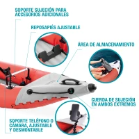 Kayak Hinchable Intex K1 Excursion Pro, 305x91x46 Cm, Naranja(m-4)
