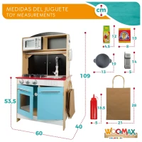 Cocinita Heladería de Madera 2 en 1 con 25 Accesorios, 59,7x39,4x108,6 Cm, Madera Natural(m-10)