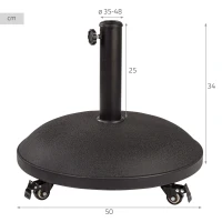 Base para Sombrilla Circular de Cemento con Ruedas y Freno, 50x50x38 Cm, Gris(m-4)