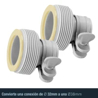 Boquillas Adaptadoras Tipo Intex Pack de 2 Compatibles 38/32 Mm, 15,5x6x20 Cm, Blanco(m-3)