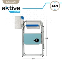 Silla de Director Plegable XL con Mesa Lateral y Reposapiés, 58x57x103 Cm, Azul y Gris(m-8)